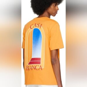 Casablanca Tennis Club L'Arche De Jour Short Sleeve T-Shirt in Citrus